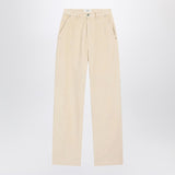 Ami Paris Ivory CorduroyWeave FrontZip WideLeg Trousers
