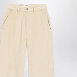 Ami Paris Ivory CorduroyWeave FrontZip WideLeg Trousers