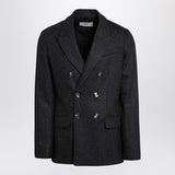 Ami Paris Grey Double Breasted Jacket With Peaked Lapels