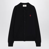 Ami Paris Midnight Blue Cardigan Embroidered Medallion