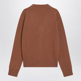 Ami Paris Hazelnut V Neck Cardigan Front Button Embroidery