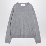 Ami Paris Gray Crewneck EmbroideredLogoOnChest Sweater