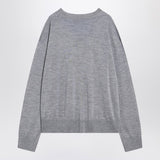 Ami Paris Gray Crewneck EmbroideredLogoOnChest Sweater