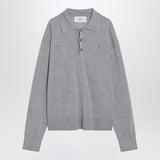 Ami Paris Charcoal Grey Polo Shirt FrontButtonPlacket