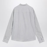 Ami Paris White Striped Shirt With Embroidered Chest