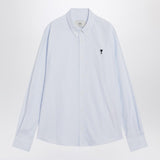 Ami Paris Light Blue Stripe Shirt EmbroideredDetail