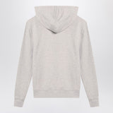 Ami Paris Grey Hoodie With Drawstring Chest Embroidery