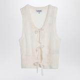 Ganni White Architectural Drawstring Vest Neckline Detail