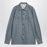Brunello Cucinelli Shirt Grey Cloud Wool ClassicCollar
