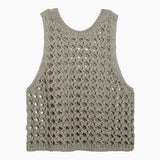 Brunello Cucinelli Dark Emerald Perforated Tank Top