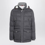 Brunello Cucinelli Grey Padded Jacket Removable Hood