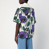 Wales Bonner Purple Print Bowling Shirt Embroidered