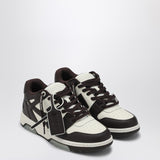 Off White ChocolateBrown ZipTie ArrowsMotif Sneaker