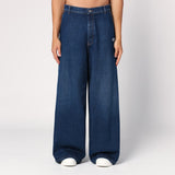 Off White Blue Wide Jeans FrontZipClosureMechanism