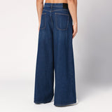 Off White Blue Wide Jeans FrontZipClosureMechanism