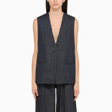Amiri Blue Plunging Neckline Single Breasted Waistcoat