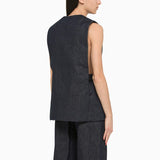 Amiri Blue Plunging Neckline Single Breasted Waistcoat
