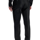 Tom Ford men's black wool and silk regular fit trousers made in italy
