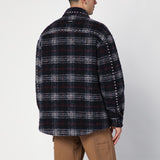 Palm Angels Navy Check Overshirt Studded Collar Details