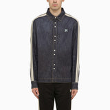 Palm Angels Blue Monogrammed Shirt Jacket Embroidery