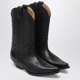 MM6 Maison Margiela Black EmbroideredShaft Cowboy Boots