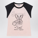 Ganni Pink Logo Print Spectacularly Sophisticated Tee