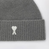 Ami Paris Charcoal Patchwork Embroidered Beanie Texturing