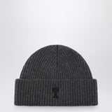 Ami Paris Grey Beanie Featuring Patchwork Detailing