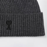 Ami Paris Grey Beanie Featuring Patchwork Detailing