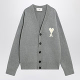 Ami Paris Light Gray Cardigan Exquisitely Embroidered