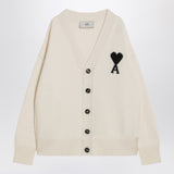 Ami Paris White EmbroideredAmiDeCoeurChest Cardigan