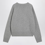 Ami Paris Grey V Neck TexturedTonalLogoEmbroidered Sweater