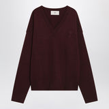 Ami Paris Cherry Coloured Embroidered Chest Sweater