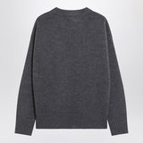 Ami Paris Grey Oversized Crewneck EmbroideredLogo Sweater