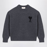 Ami Paris Charcoal Textured Intarsia Chestpiece Sweater