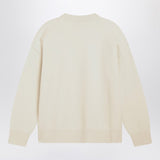 Ami Paris White Dropped Shoulders Crewneckline Sweater