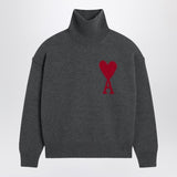 Ami Paris Charcoal Grey Turtleneck Ribbing Sweater