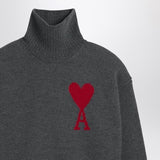 Ami Paris Charcoal Grey Turtleneck Ribbing Sweater