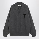 Ami Paris Grey polo-style Ami De Coeur sweater