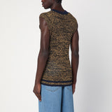 Wales Bonner Navy Yellow Textured Lightweight Gilet
