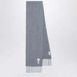 Ami Paris Grey FringedEdges AmiDeCoeurLogo Scarf Collection