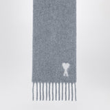 Ami Paris Grey FringedEdges AmiDeCoeurLogo Scarf Collection
