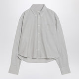 Ami Paris Creamcolored Striped Cropped Buttoned Shirt