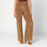 Etro Rich Chocolate Brown Velvet PalazzoPants SideZip