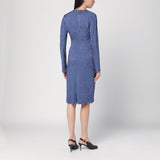 Etro Cornflower Blue Jacquard Dress Featuring Sleeves