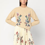 Etro Beige Braided Embroidered Crewneck Luxurious Sweater