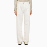 Etro White Baggy Jeans LogoEmbossedButton ZipFlyDetail