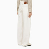Etro White Baggy Jeans LogoEmbossedButton ZipFlyDetail