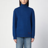 A.P.C. Blue Turtleneck Ribbed Sweater InlayLogoDetail