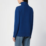 A.P.C. Blue Turtleneck Ribbed Sweater InlayLogoDetail